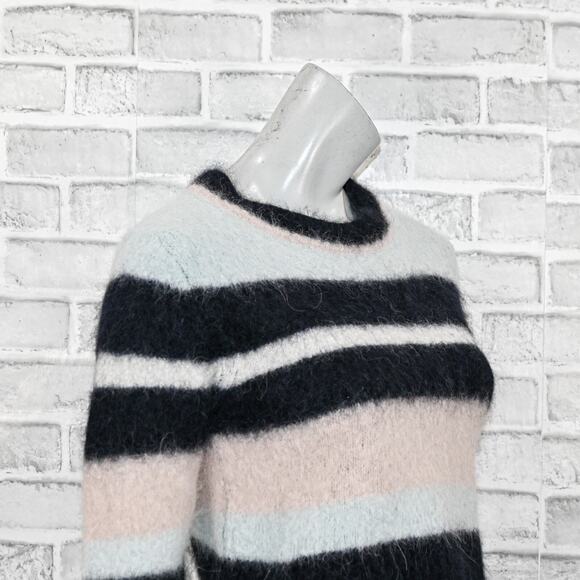 Ba&sh BASH Women's Alpaca blend fuzzy Stripe Lady Pullover Sweater sz Small - Picture 11 of 11